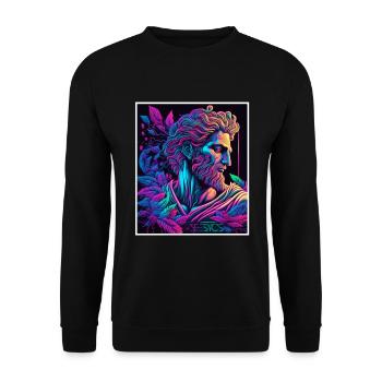 Vaporwave Greek mythology God Neon Olympus - Unisex Sweatshirt - black - Front - Alina (178cm) & Michal (187cm)