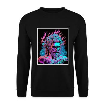 Vaporwave Greek mythology God Neon Olympus - Unisex Sweatshirt - black - Front - Alina (178cm) & Michal (187cm)