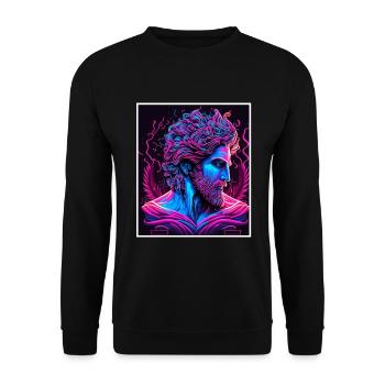 Vaporwave Greek mythology God Neon Olympus - Unisex Sweatshirt - black - Front - Alina (178cm) & Michal (187cm)