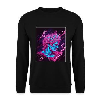 Vaporwave Greek mythology God Neon Olympus - Unisex Sweatshirt - black - Front - Alina (178cm) & Michal (187cm)