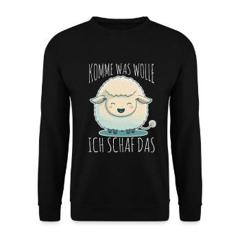 Komme Was Wolle Ich Schaf Das Depression Schäfchen - Unisex Pullover - Schwarz - Vorne - Alina (178cm) & Michal (187cm)