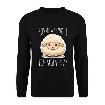 Komme Was Wolle Ich Schaf Das Depression Schäfchen - Unisex Pullover - Schwarz - Vorne - Alina (178cm) & Michal (187cm)