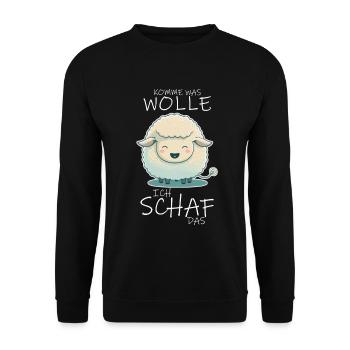 Komme Was Wolle Ich Schaf Das Depression Schäfchen - Unisex Pullover - Schwarz - Vorne - Alina (178cm) & Michal (187cm)