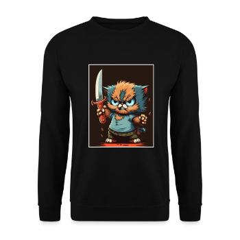 Du hast nichts gesehen Katze Messer Kätzchen - Unisex Pullover - Schwarz - Vorne - Alina (178cm) & Michal (187cm)