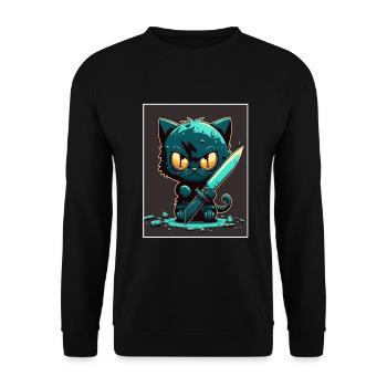 You haven't seen anything Cat Knife Kitten - Unisex Sweatshirt - black - Front - Alina (178cm) & Michal (187cm)
