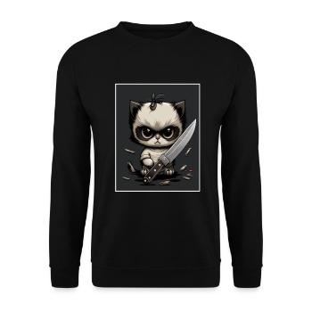 You haven't seen anything Cat Knife Kitten - Unisex Sweatshirt - black - Front - Alina (178cm) & Michal (187cm)
