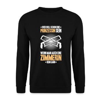 Zimmerer Zimmermann Zimmerei Carpenter Carpentry - Unisex Pullover - Schwarz - Vorne - Alina (178cm) & Michal (187cm)