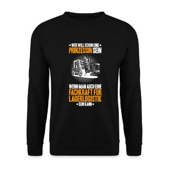 Fachkraft für Lagerlogistik Warehouse Worker Lager - Unisex Pullover - Schwarz - Vorne - Alina (178cm) & Michal (187cm)