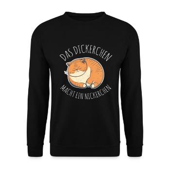 Das Dickerchen macht ein Nickerchen Katze Schlafen - Unisex Pullover - Schwarz - Vorne - Alina (178cm) & Michal (187cm)