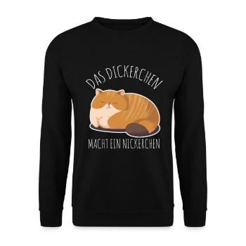 Das Dickerchen macht ein Nickerchen Katze Schlafen - Unisex Pullover - Schwarz - Vorne - Alina (178cm) & Michal (187cm)