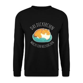 Das Dickerchen macht ein Nickerchen Katze Schlafen - Unisex Pullover - Schwarz - Vorne - Alina (178cm) & Michal (187cm)