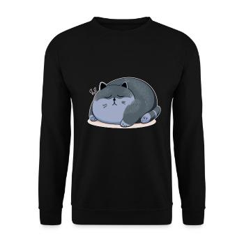 Sleeping Fat Cat Chemise de sommeil Chemise en câlin - Sweat-shirt Unisexe - noir - Devant - Alina (178cm) & Michal (187cm)