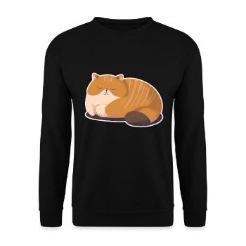 Schlafende dicke Katze Schlafshirt Kuschelshirt - Unisex Pullover - Schwarz - Vorne - Alina (178cm) & Michal (187cm)