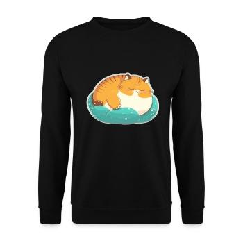 Sleeping Fat Cat Chemise de sommeil Chemise en câlin - Sweat-shirt Unisexe - noir - Devant - Alina (178cm) & Michal (187cm)