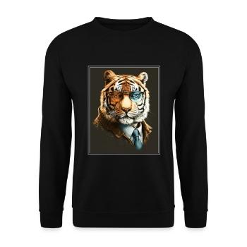 Bengalischer Tiger Katze Boss Chef Raubkatze - Unisex Pullover - Schwarz - Vorne - Alina (178cm) & Michal (187cm)