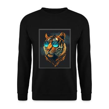 Bengalischer Tiger Katze Boss Chef Raubkatze - Unisex Pullover - Schwarz - Vorne - Alina (178cm) & Michal (187cm)