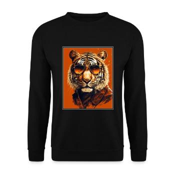 Bengalischer Tiger Katze Boss Chef Raubkatze - Unisex Pullover - Schwarz - Vorne - Alina (178cm) & Michal (187cm)