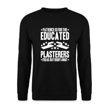 Stuckateur Plasterer Stukkateur Gipser Verputzer - Unisex Pullover - Schwarz - Vorne - Alina (178cm) & Michal (187cm)