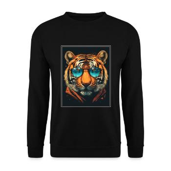 Bengalischer Tiger Katze Boss Chef Raubkatze - Unisex Pullover - Schwarz - Vorne - Alina (178cm) & Michal (187cm)