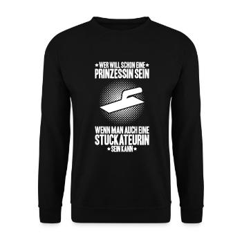 Stuckateur Plasterer Stukkateur Gipser Verputzer - Unisex Pullover - Schwarz - Vorne - Alina (178cm) & Michal (187cm)