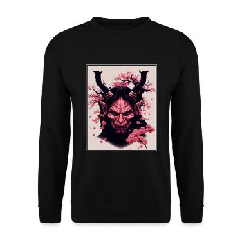 Japanisch Japan Kischblüte Dämon Abstrakt Neon - Unisex Pullover - Schwarz - Vorne - Alina (178cm) & Michal (187cm)