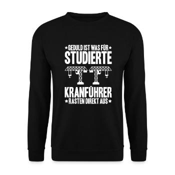 Kranführer Kranfahrer Kran Crane Operator - Unisex Pullover - Schwarz - Vorne - Alina (178cm) & Michal (187cm)