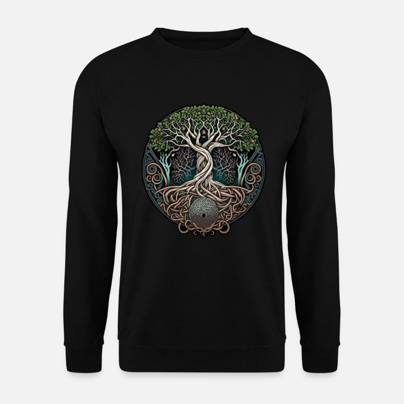 Baum des Lebens Tree of Life Keltisch Wikinger - Unisex Pullover - Schwarz
