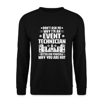 Veranstaltungstechniker Technicien événementiel - Sweat-shirt Unisexe - noir - Devant - Alina (178cm) & Michal (187cm)