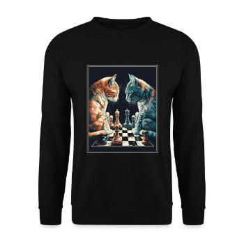 Chats Chess Chaton Joueur d’échecs Queen King - Sweat-shirt Unisexe - noir - Devant - Alina (178cm) & Michal (187cm)