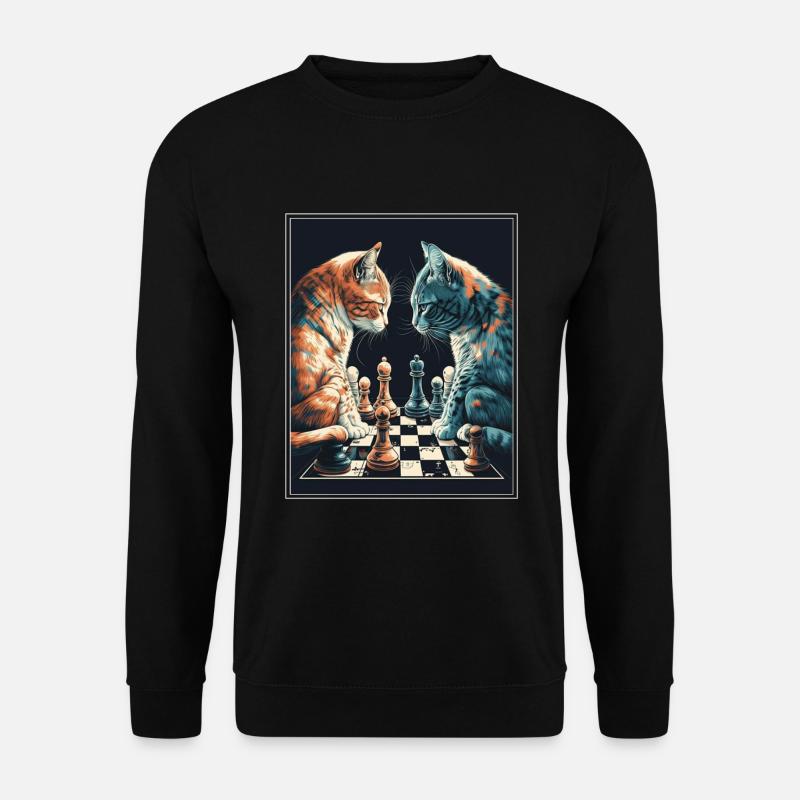 Cats Chess Kitten Chess Player Queen King - Unisex Sweatshirt - black