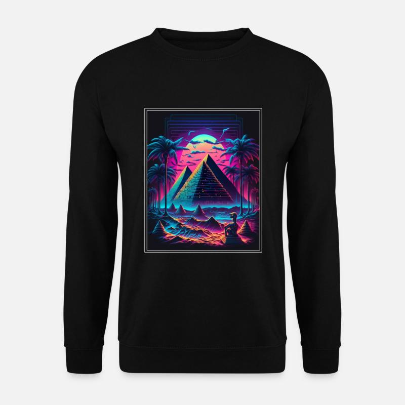 Vaporwave Retro Ägypten Gott Pyramiden Neon - Unisex Pullover - Schwarz
