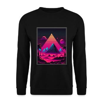 Vaporwave Retro Egypte Dieu Pyramides Néon - Sweat-shirt Unisexe - noir - Devant - Alina (178cm) & Michal (187cm)
