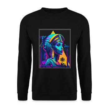 Vaporwave Retro Egypte Dieu Pyramides Néon - Sweat-shirt Unisexe - noir - Devant - Alina (178cm) & Michal (187cm)