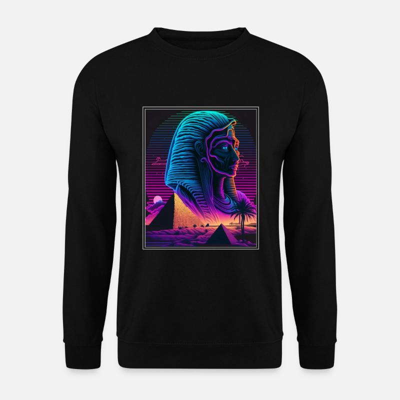Vaporwave Retro Ägypten Gott Pyramiden Neon - Unisex Pullover - Schwarz