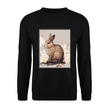 Lapin Lapin Fleur de Cerisier Japon Japonais - Sweat-shirt Unisexe - noir - Devant - Alina (178cm) & Michal (187cm)