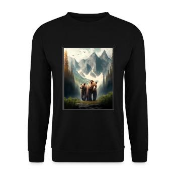 Bear Environment Forest Mountains Environmental Protection Species Protection - Unisex Sweatshirt - black - Front - Alina (178cm) & Michal (187cm)