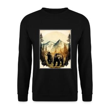 Bear Environment Forest Mountains Environmental protection Species protection - Unisex Sweatshirt - black - Front - Alina (178cm) & Michal (187cm)