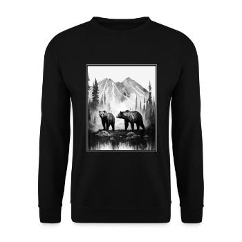 Bear Environment Forest Mountains Environmental protection Species protection - Unisex Sweatshirt - black - Front - Alina (178cm) & Michal (187cm)