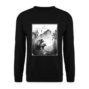 Bear Environment Forest Mountains Environmental Protection Species Protection - Unisex Sweatshirt - black - Front - Alina (178cm) & Michal (187cm)