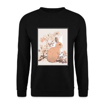 Lapin Lapin Fleur de Cerisier Japon Japonais - Sweat-shirt Unisexe - noir - Devant - Alina (178cm) & Michal (187cm)