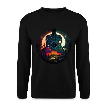 Cottagecore Acoustic Guitar Moon Star Flower - Unisex Sweatshirt - black - Front - Alina (178cm) & Michal (187cm)