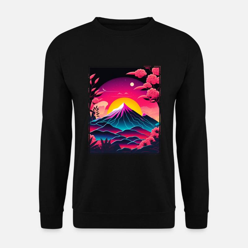 Mondblume Moonflower Mond Japanisch Vaporwave - Unisex Pullover - Schwarz