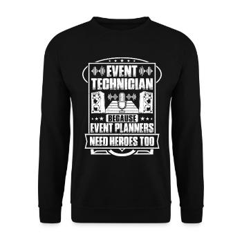 Veranstaltungstechniker Event Technician - Unisex Pullover - Schwarz - Vorne - Alina (178cm) & Michal (187cm)