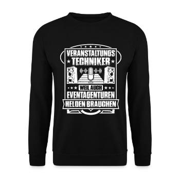 Veranstaltungstechniker Event Technician - Unisex Pullover - Schwarz - Vorne - Alina (178cm) & Michal (187cm)