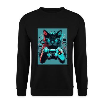 Cats and Gaming Cat Kitten Controller Gaming - Unisex Sweatshirt - black - Front - Alina (178cm) & Michal (187cm)
