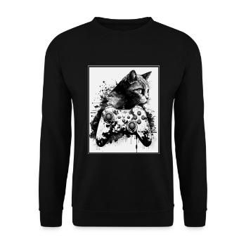 Cats and Gaming Cat Kitten Controller Gaming - Unisex Sweatshirt - black - Front - Alina (178cm) & Michal (187cm)