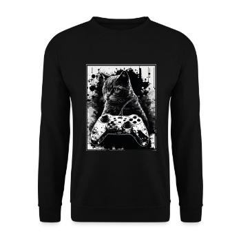 Cats and Gaming Cat Kitten Controller Gaming - Unisex Sweatshirt - black - Front - Alina (178cm) & Michal (187cm)