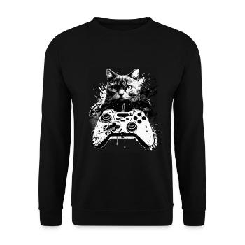 Cats and Gaming Cat Kitten Controller Gaming - Unisex Sweatshirt - black - Front - Alina (178cm) & Michal (187cm)