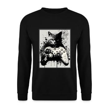 Cats and Gaming Cat Kitten Controller Gaming - Unisex Sweatshirt - black - Front - Alina (178cm) & Michal (187cm)