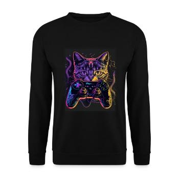 Cats and Gaming Cat Kitten Controller Gaming - Unisex Sweatshirt - black - Front - Alina (178cm) & Michal (187cm)